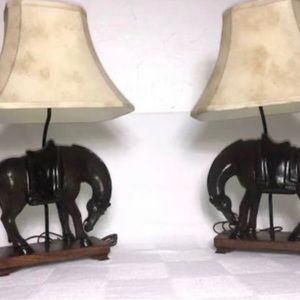 Asian Sancai Warhorse Lamps